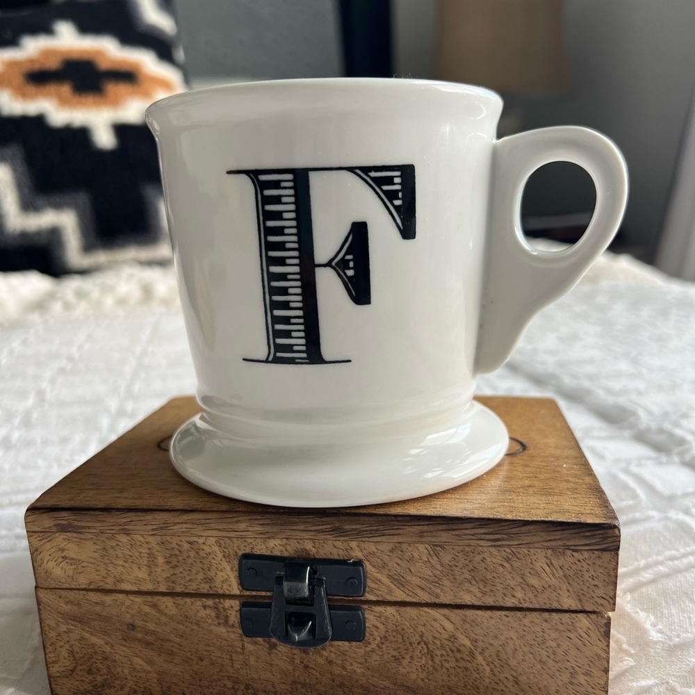 Anthropologie F Monogram Ceramic Coffee Tea Hot Chocolate Mug Cup